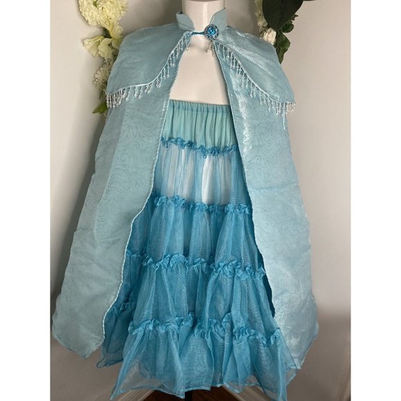 Blue Princess Fairy 7-8Y Cape Costume Accessory Frozen Snow Fancy Dress‎ Up 32" - Picture 1 of 16